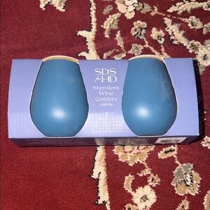 Blue Stemless Wine Goblets